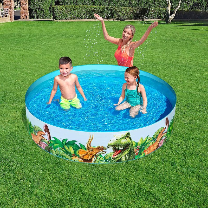 Bestway 56022 Piscine Dinosaure, Ronde Non Gonflable En Vinyle Pour Enfants 1.83 x 0.38 m
