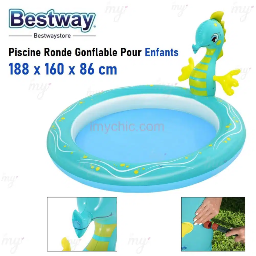 Piscine Ronde Gonflable “Hippocampe” Pour Enfants 188 x 160 x 86 cm Bestway 53114