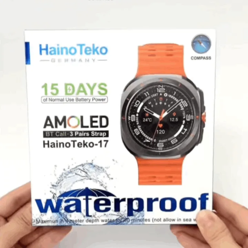 HainoTeko-17 Waterproof – Smart Watch Ultra AMOLED, 15 jours d’Autonomie & Boussole intégrée