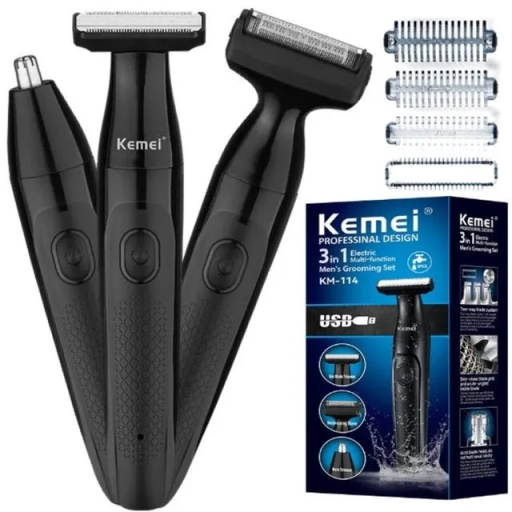 Tondeuse 3En1 Étanche IPX5 Avec Batterie 500mAh Kemei KM-114