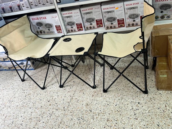Chaise pliante + table  tête à tête
