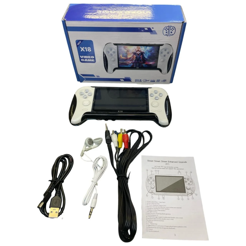              X18 Console 10000+ Games 4.3” 2500mAh - جهاز ألعاب الفيديو المحمول أكثر من 10000 لعبة كلاسيكية