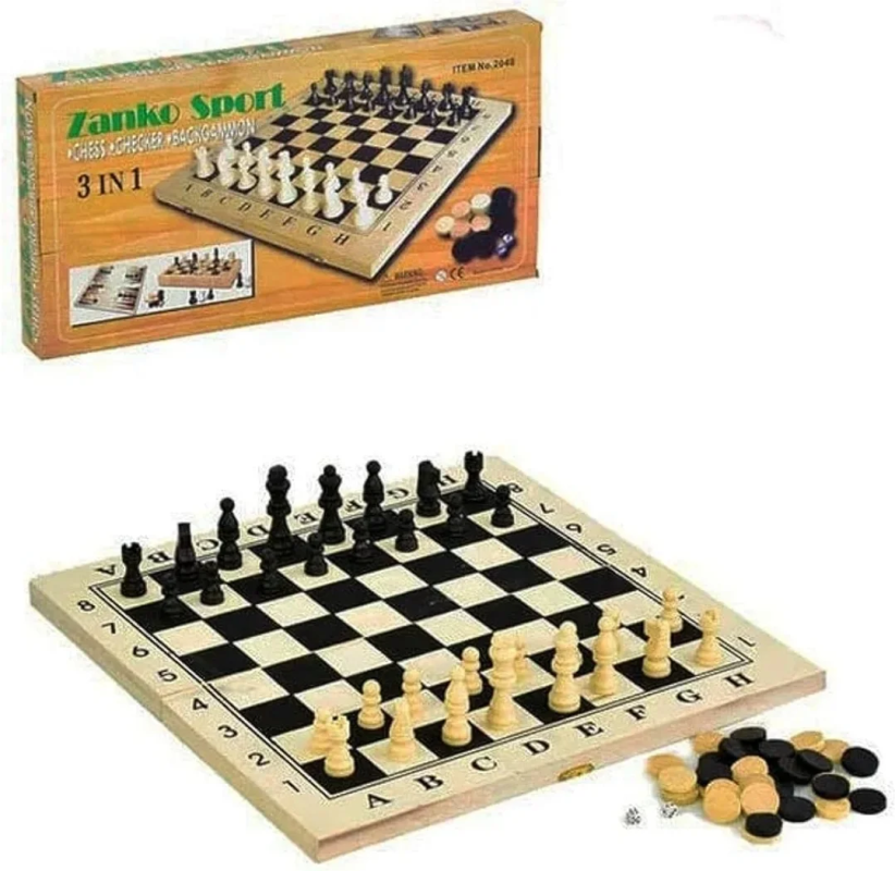 Jeux d'échecs 3 en 1 Échecs, dames et backgammon