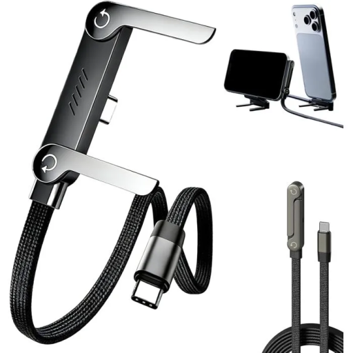 Câble Chargeur 2-en-1 Invisible avec Support en T - Type-C 