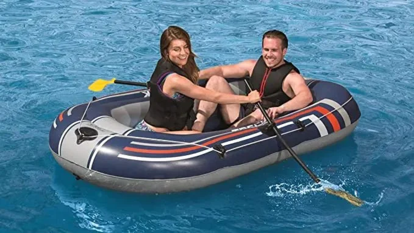 Bestway 61083 Bateau pneumatique Hydro Force™ Treck X1 228 x 121 x 32 cm avec 2 rames et un gonfleur à pied