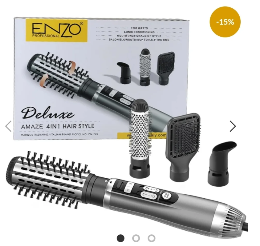              enzo-749 Brosse À Cheveux 5en1 Rotative Soufllante Avec Technologie Ionique
