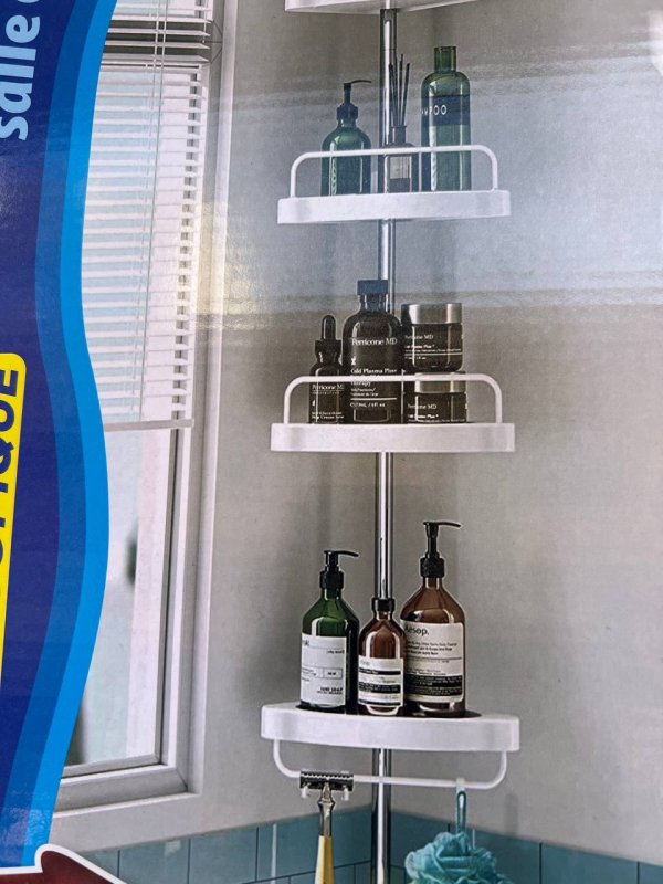 عمود رفوف للحمّام 3 طبقات – عملي وأنيق