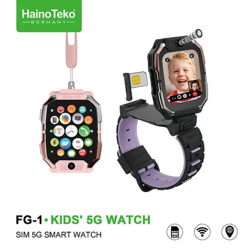 HainoTeko FG-1 Kids’ 5G – Smart Watch Enfants avec SIM, GPS & Double Camera