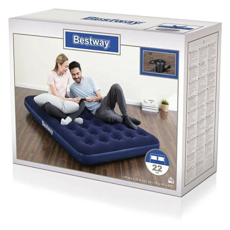 Bestway 67287 Matelas Gonflable pour 2 Personnes avec Pompe Electrique et Sac